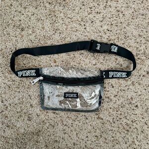 PINK Clear PVC Waist Bag with Black Trim